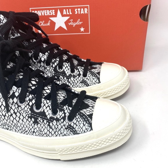 Converse Chuck 70 All Star High Top Egret Black Leather Women Sneakers 570355C - Picture 6 of 8